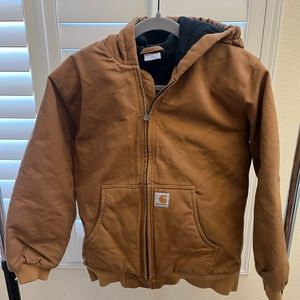Hooded Carhartt work coat.